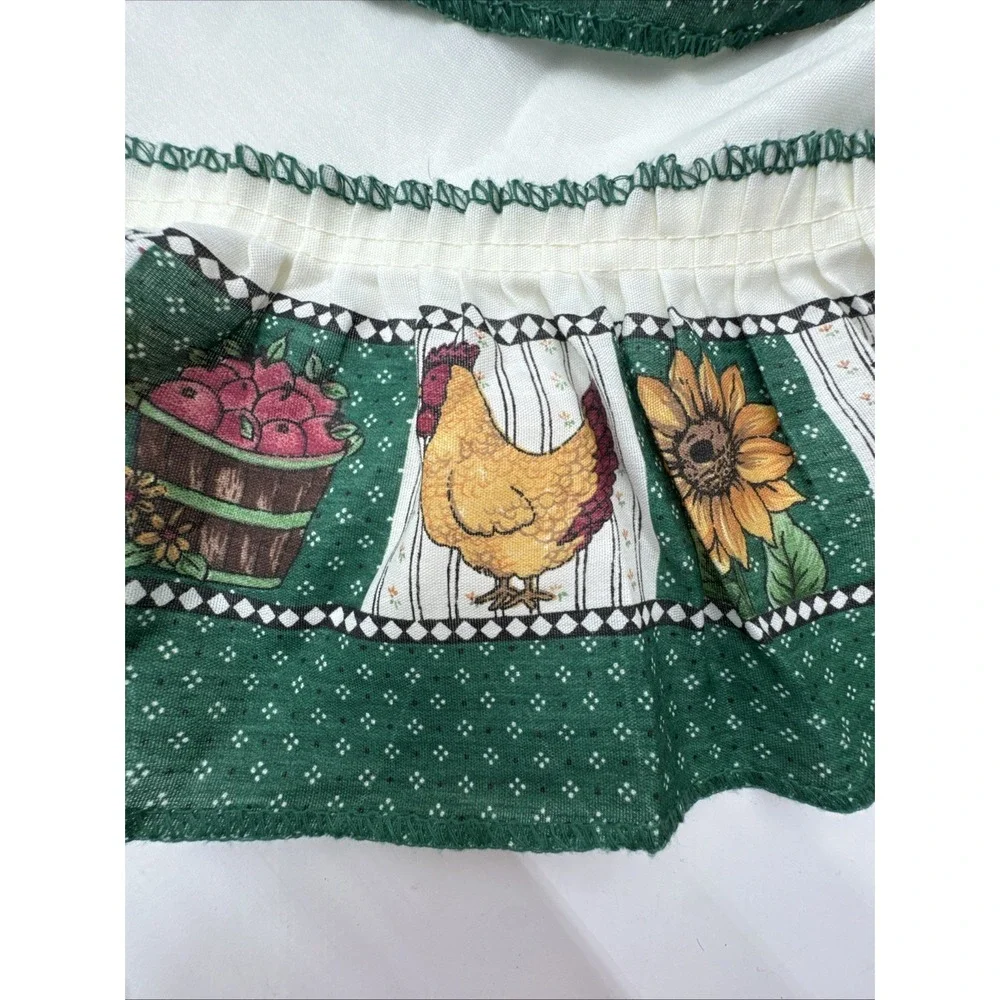 Vintage Cottagecore Sunflower Chicken Apple Country Valance Swag 2 Curtains